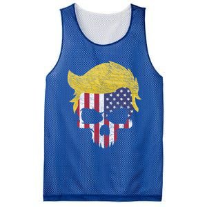 Iconic Trump Hair Skull Usa Flag Funny Republican Gift Great Gift Mesh Reversible Basketball Jersey Tank