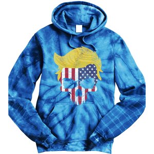 Iconic Trump Hair Skull Usa Flag Funny Republican Gift Great Gift Tie Dye Hoodie