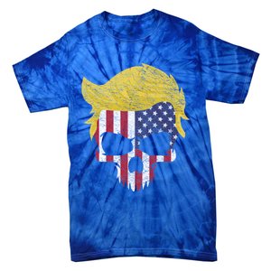 Iconic Trump Hair Skull Usa Flag Funny Republican Gift Great Gift Tie-Dye T-Shirt