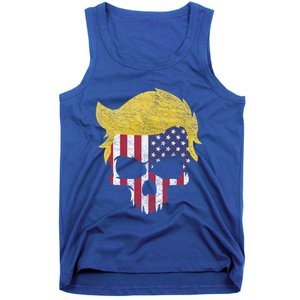 Iconic Trump Hair Skull Usa Flag Funny Republican Gift Great Gift Tank Top