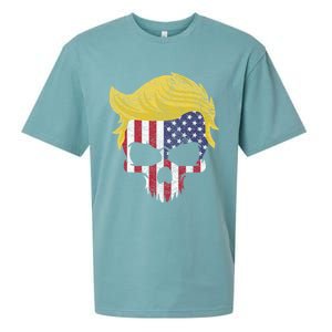 Iconic Trump Hair Skull Usa Flag Funny Republican Gift Great Gift Sueded Cloud Jersey T-Shirt