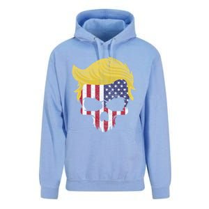 Iconic Trump Hair Skull Usa Flag Funny Republican Gift Great Gift Unisex Surf Hoodie