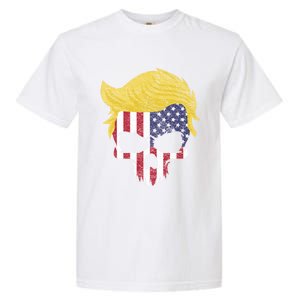 Iconic Trump Hair Skull Usa Flag Funny Republican Gift Great Gift Garment-Dyed Heavyweight T-Shirt