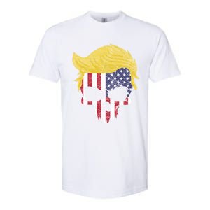 Iconic Trump Hair Skull Usa Flag Funny Republican Gift Great Gift Softstyle CVC T-Shirt