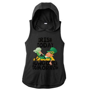 Irish Today Hungover Tomorrow Drinking Saint Patrick's Day Ladies PosiCharge Tri-Blend Wicking Draft Hoodie Tank