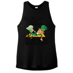 Irish Today Hungover Tomorrow Drinking Saint Patrick's Day Ladies PosiCharge Tri-Blend Wicking Tank