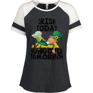 Irish Today Hungover Tomorrow Drinking Saint Patrick's Day Enza Ladies Jersey Colorblock Tee