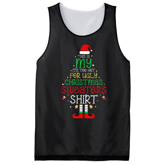 ItS Too Hot For Ugly Christmas Funny Xmas Mesh Reversible Basketball Jersey Tank