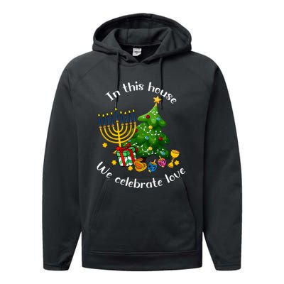 In This House We Celebrate Love Teacher Christmas Performance Fleece Hoodie