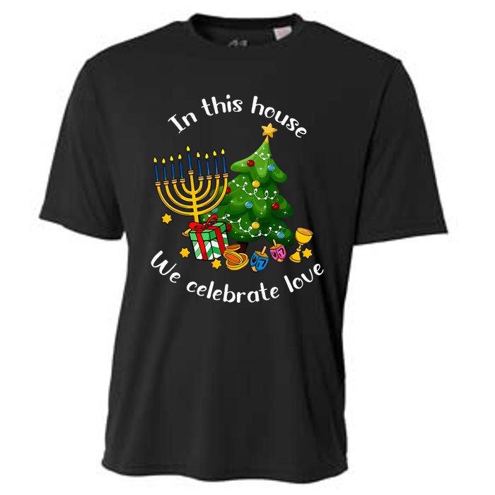 In This House We Celebrate Love Teacher Christmas Cooling Performance Crew T-Shirt