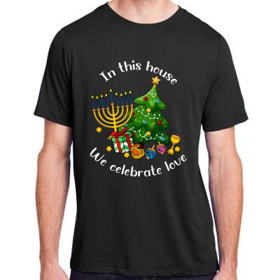 In This House We Celebrate Love Teacher Christmas Adult ChromaSoft Performance T-Shirt