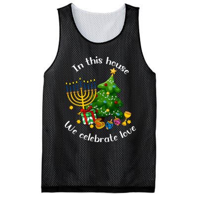 In This House We Celebrate Love Teacher Christmas Mesh Reversible Basketball Jersey Tank