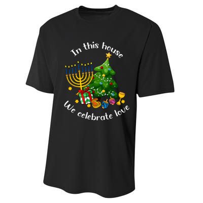 In This House We Celebrate Love Teacher Christmas Performance Sprint T-Shirt