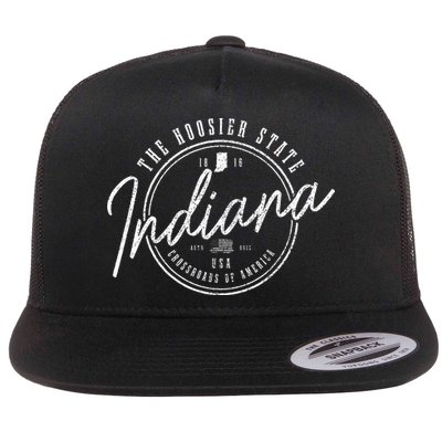 Indiana The H.O.O.S.I.E.R State Est. 1816 Usa America Souvenir Flat Bill Trucker Hat