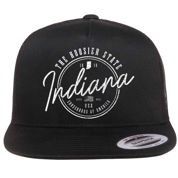 Indiana The H.O.O.S.I.E.R State Est. 1816 Usa America Souvenir Flat Bill Trucker Hat