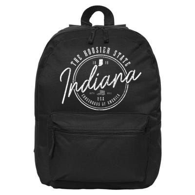 Indiana The H.O.O.S.I.E.R State Est. 1816 Usa America Souvenir 16 in Basic Backpack