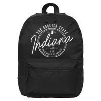 Indiana The H.O.O.S.I.E.R State Est. 1816 Usa America Souvenir 16 in Basic Backpack