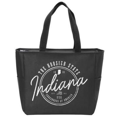 Indiana The H.O.O.S.I.E.R State Est. 1816 Usa America Souvenir Zip Tote Bag