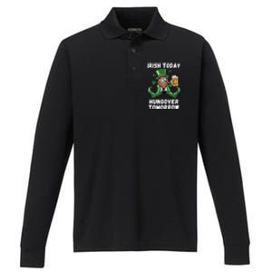 IRISH TODAY HUNGOVER TOMORROW ST PATRICKS DAY Performance Long Sleeve Polo