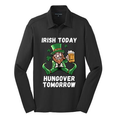 IRISH TODAY HUNGOVER TOMORROW ST PATRICKS DAY Silk Touch Performance Long Sleeve Polo