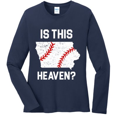 Is This Heaven Iowa Baseball Ladies Long Sleeve Shirt