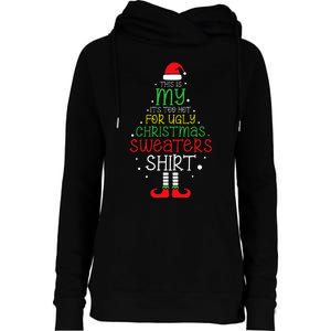 It's Too Hot For Ugly Christmas funny holiday Womens Funnel Neck Pullover Hood