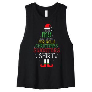 It's Too Hot For Ugly Christmas funny holiday Women's Racerback Cropped Tank