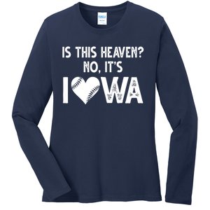 Is This Heaven No It's Iowa Baseball Lover Ladies Long Sleeve Shirt