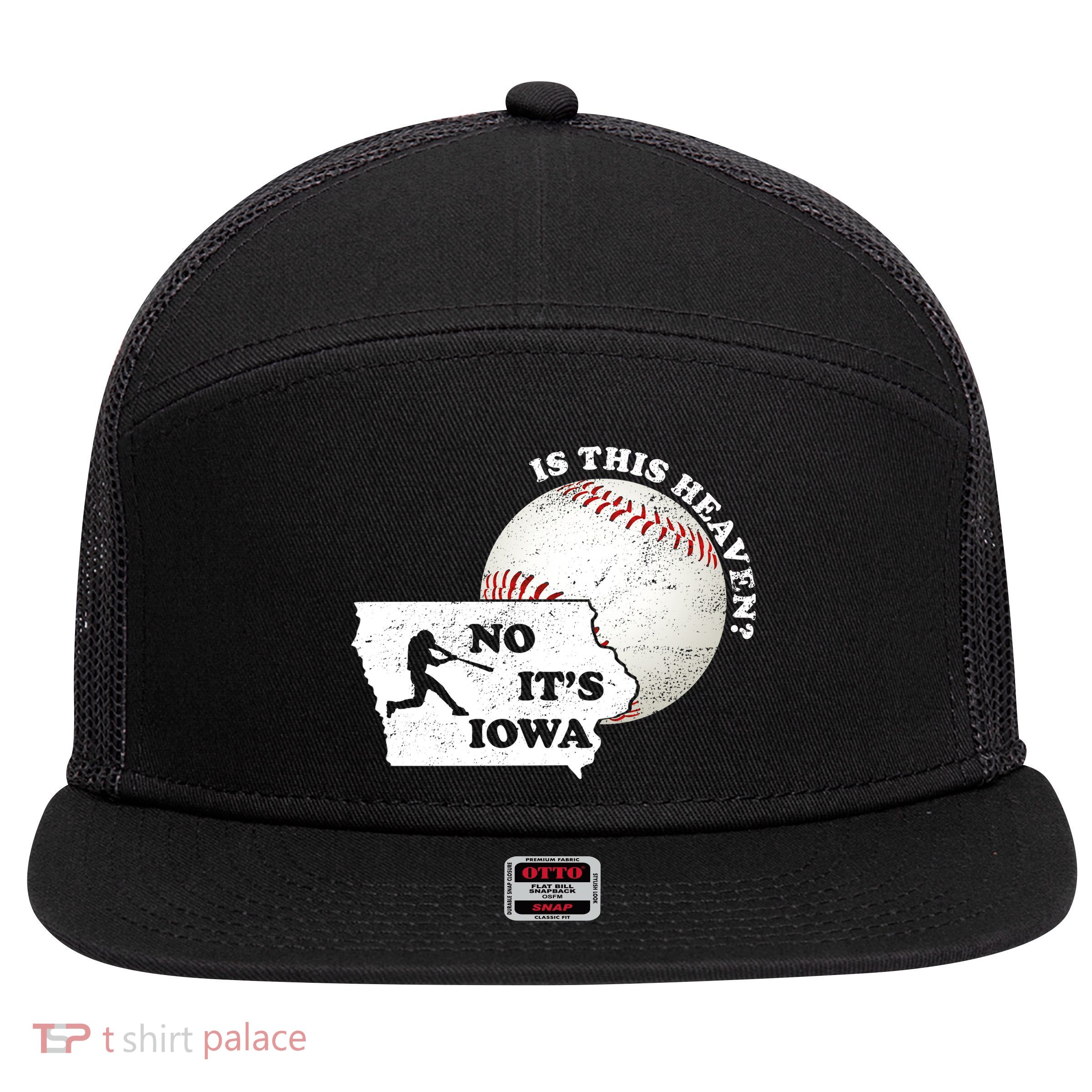 Is This Heaven? No It's Iowa 7 Panel Mesh Trucker Snapback Hat