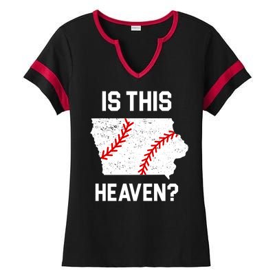 Is This Heaven Iowa Baseball Fan Ladies Halftime Notch Neck Tee