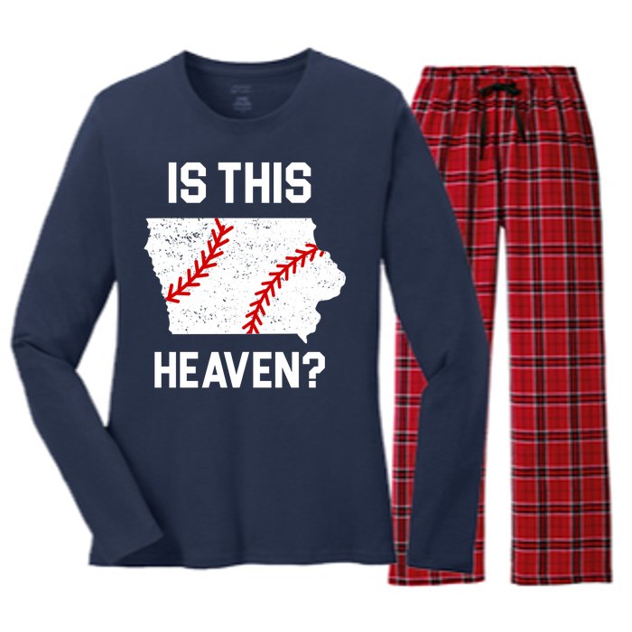 Is This Heaven Iowa Baseball Fan Women's Long Sleeve Flannel Pajama Set 