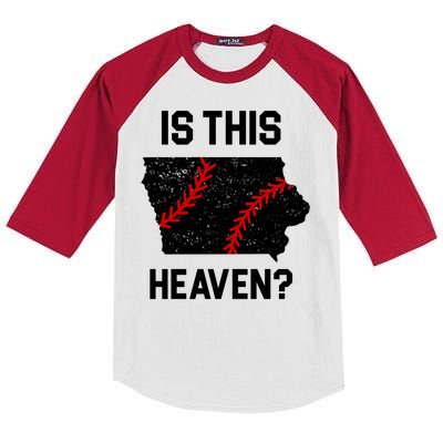 Is This Heaven Iowa Baseball Fan Kids Colorblock Raglan Jersey