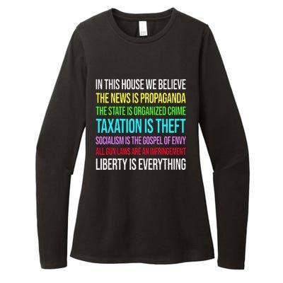 In This House We Believe The News Is Propaganda Womens CVC Long Sleeve Shirt