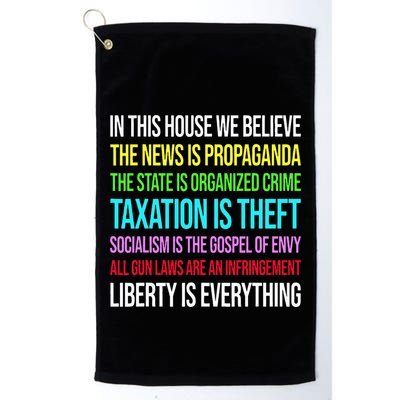 In This House We Believe The News Is Propaganda Golf Towel