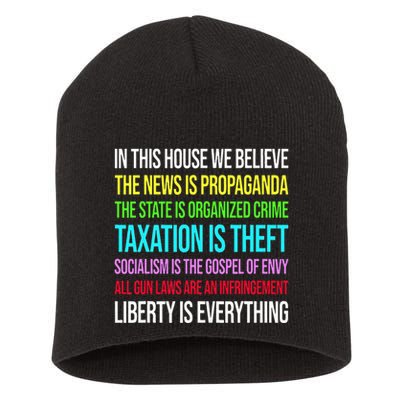 In This House We Believe The News Is Propaganda Short Acrylic Beanie