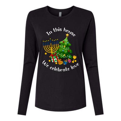 In This House We Celebrate Love Teacher Christmas Womens Cotton Relaxed Long Sleeve T-Shirt