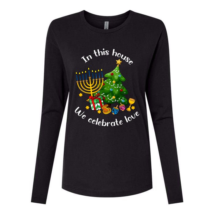 In This House We Celebrate Love Teacher Christmas Womens Cotton Relaxed Long Sleeve T-Shirt