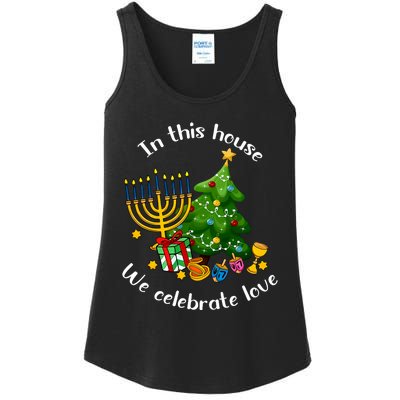 In This House We Celebrate Love Teacher Christmas Ladies Essential Tank