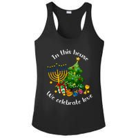 In This House We Celebrate Love Teacher Christmas Ladies PosiCharge Competitor Racerback Tank