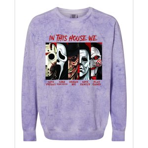 In This House We Love Halloween Family Horror House Scary Colorblast Crewneck Sweatshirt