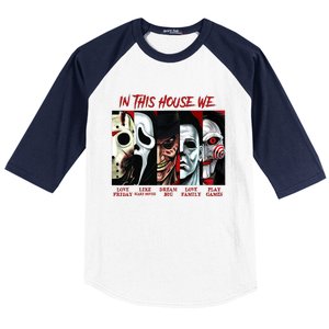 In This House We Love Halloween Family Horror House Scary Baseball Sleeve Shirt