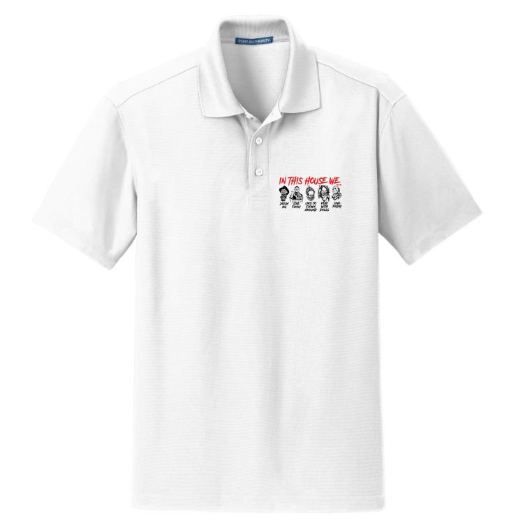In This House We Horror Halloween Freddy Big Dream Myers Love Family C Dry Zone Grid Polo