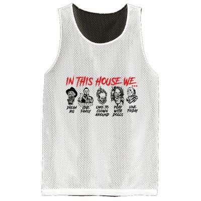 In This House We Horror Halloween Freddy Big Dream Myers Love Family C Mesh Reversible Basketball Jersey Tank