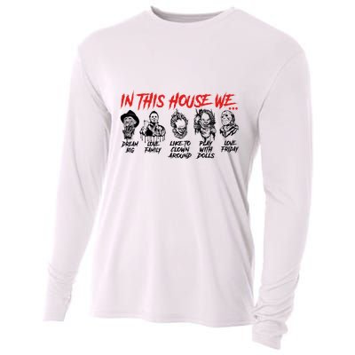 In This House We Horror Halloween Freddy Big Dream Myers Love Family C Cooling Performance Long Sleeve Crew