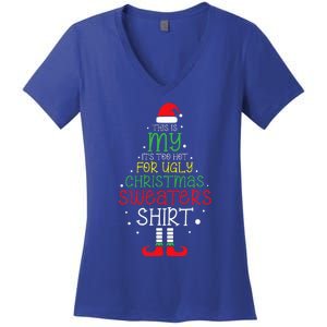 It's Too Hot For Ugly Christmas Funny Xmas  Women's V-Neck T-Shirt