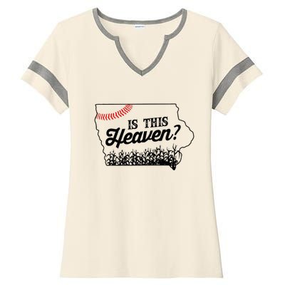 Is This Heaven Baseball Field In Iowa Ladies Halftime Notch Neck Tee