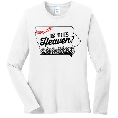 Is This Heaven Baseball Field In Iowa Ladies Long Sleeve Shirt