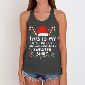 It's Too Hot For Ugly Christmas Funny Xmas Women's Knotted Racerback Tank