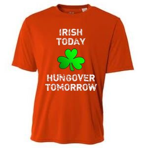 Irish Today Hungover Tomorrow Funny Patrick's Day Cooling Performance Crew T-Shirt