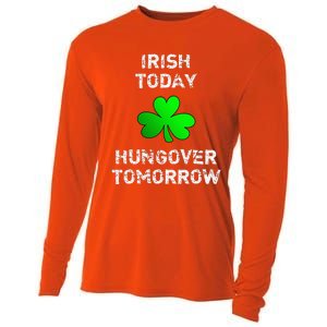 Irish Today Hungover Tomorrow Funny Patrick's Day Cooling Performance Long Sleeve Crew